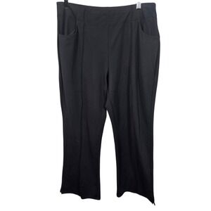 G4Free Yoga Dress Pants Womens XL Black Stretch Pintuck Flare Leg Pull On
